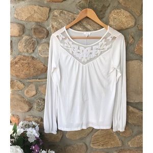 Charming Charlie Embroidered Cream Blouse